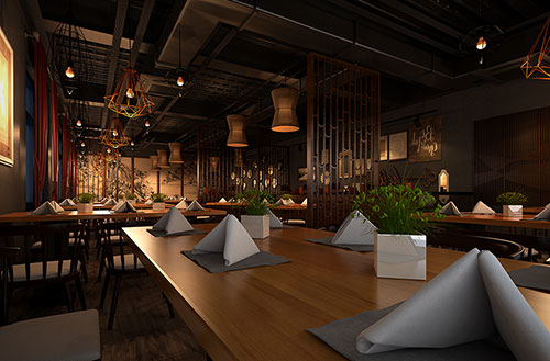 湛江简约大气中式风格餐厅设计装修效果图