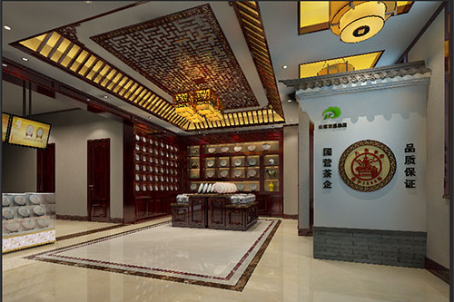 湛江古朴典雅的中式茶叶店大堂设计效果图