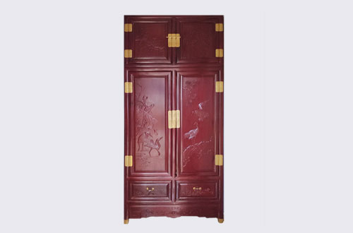 湛江高端中式家居装修深红色纯实木衣柜