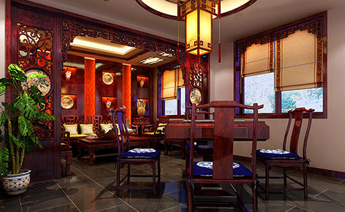 湛江古典中式风格茶楼包间设计装修效果图